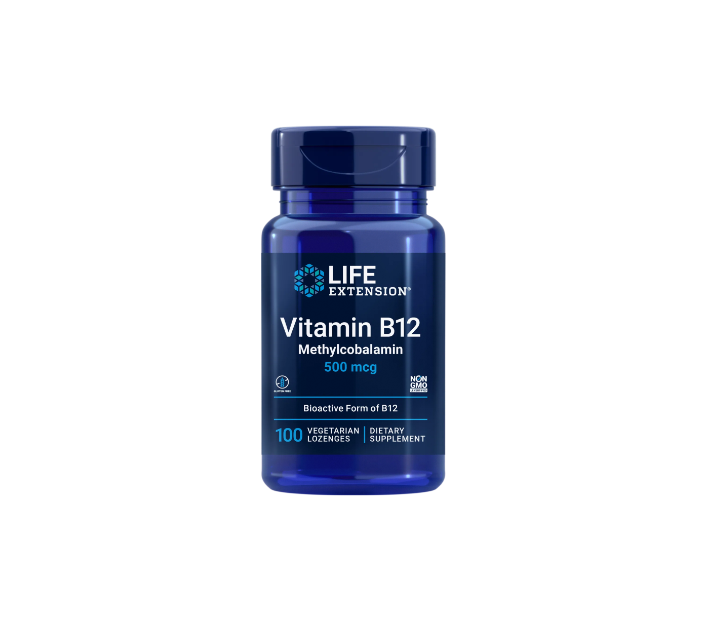 Life Extension Vitamin B12, 500 mcg 100 vegetarian lozenges, bioactive form methylcobalamin, for brain and heart health
